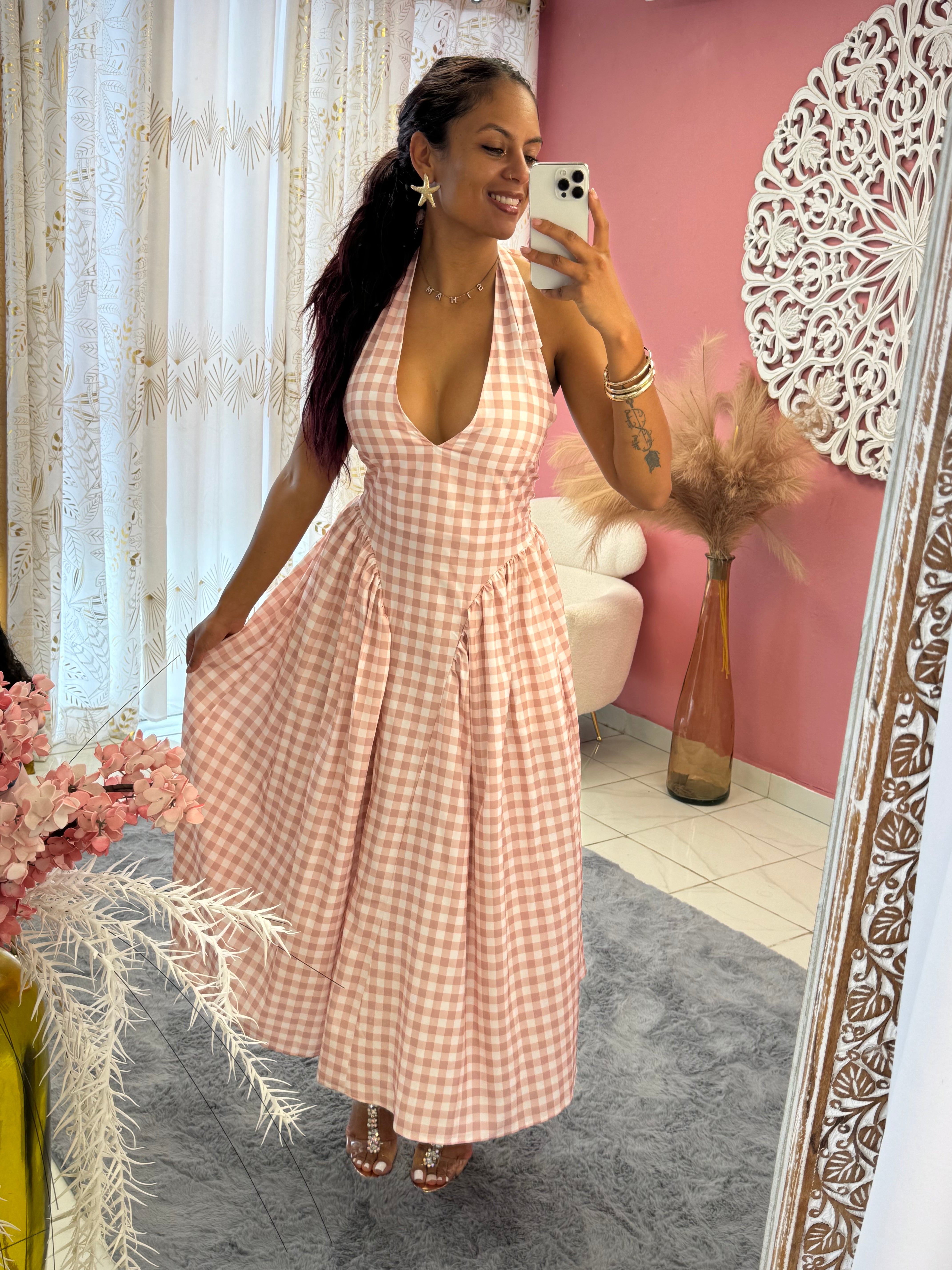 robe longue à carreaux vichy