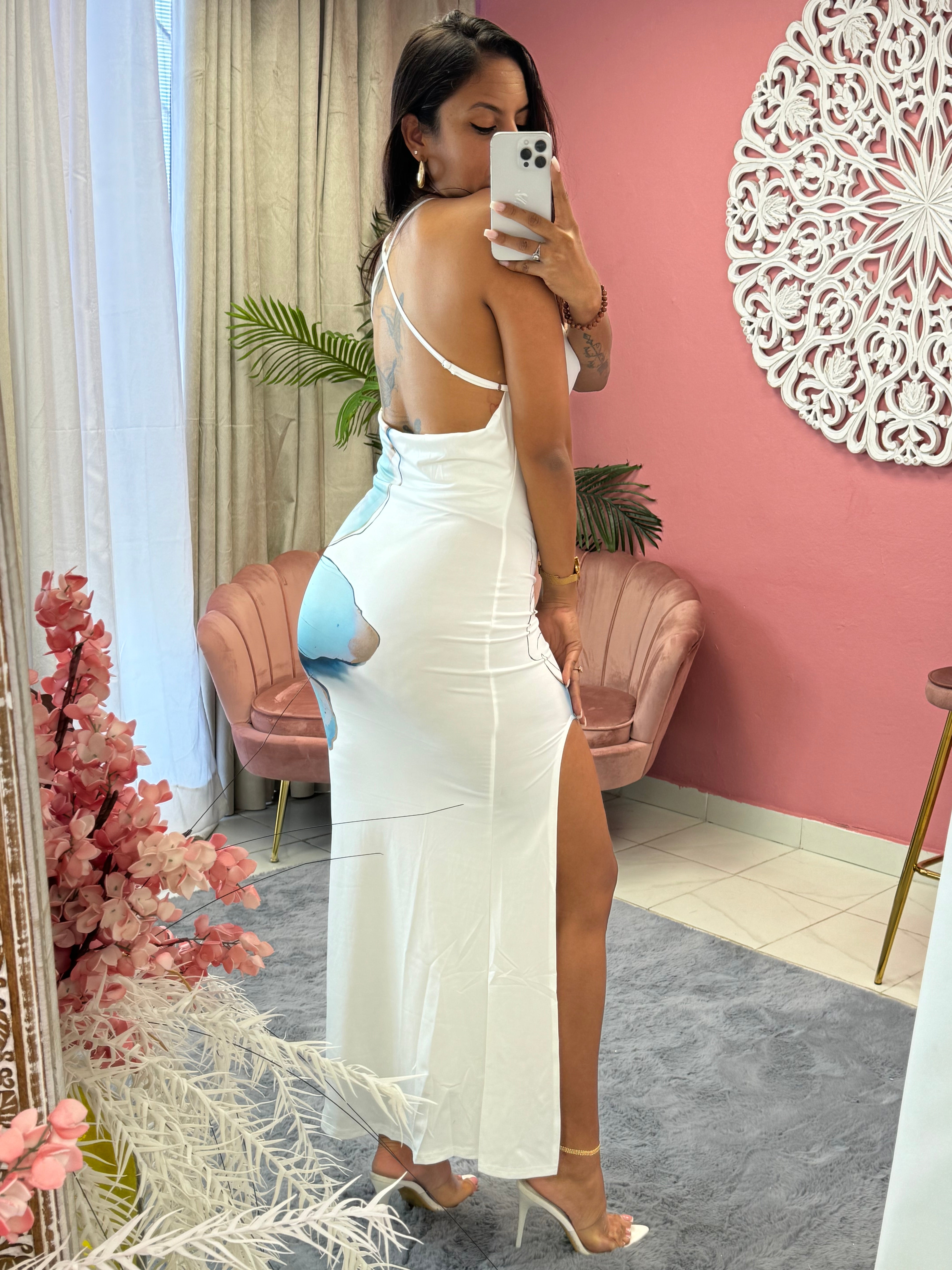 Robe dos nue fleur