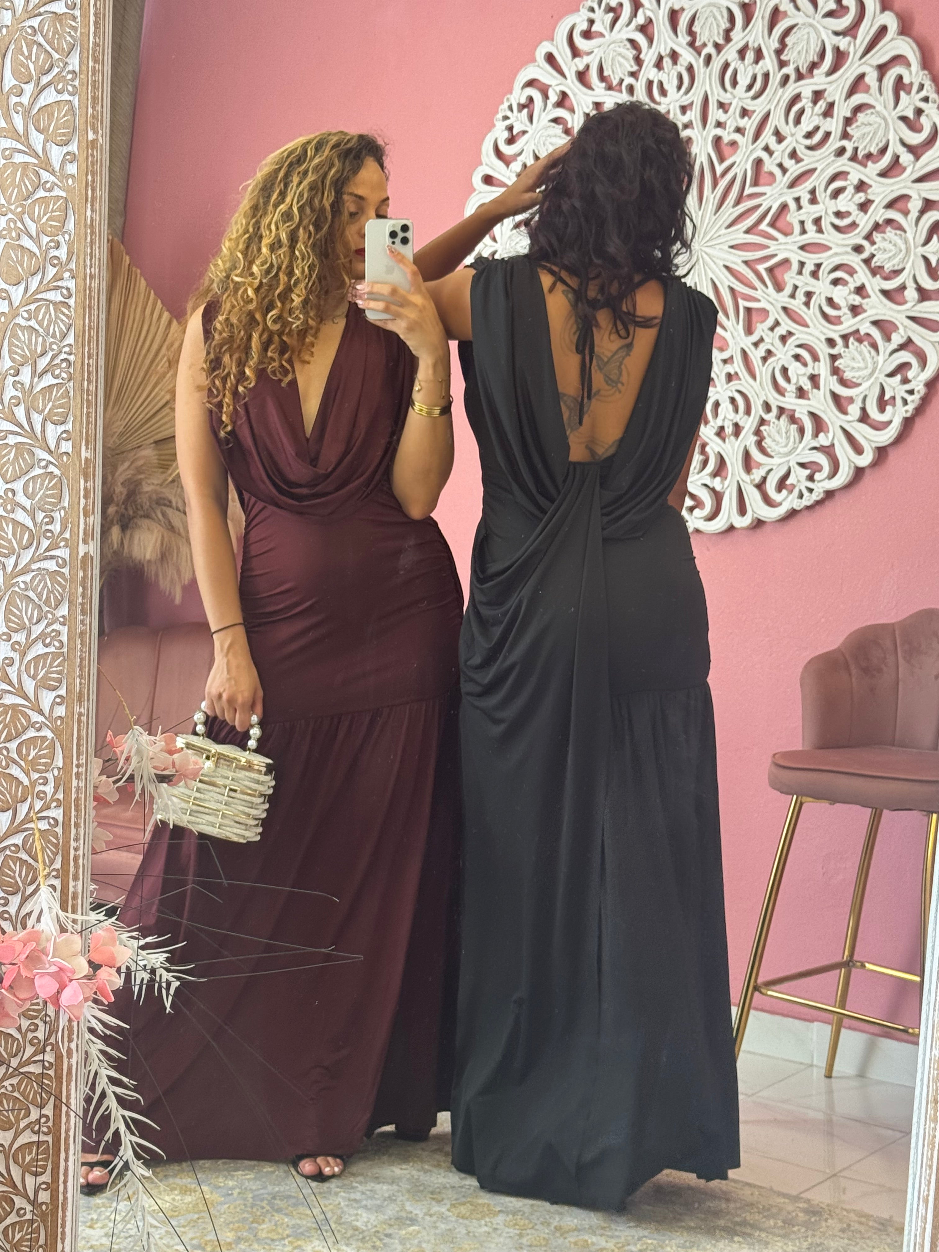 Robe longue drapé dos nue