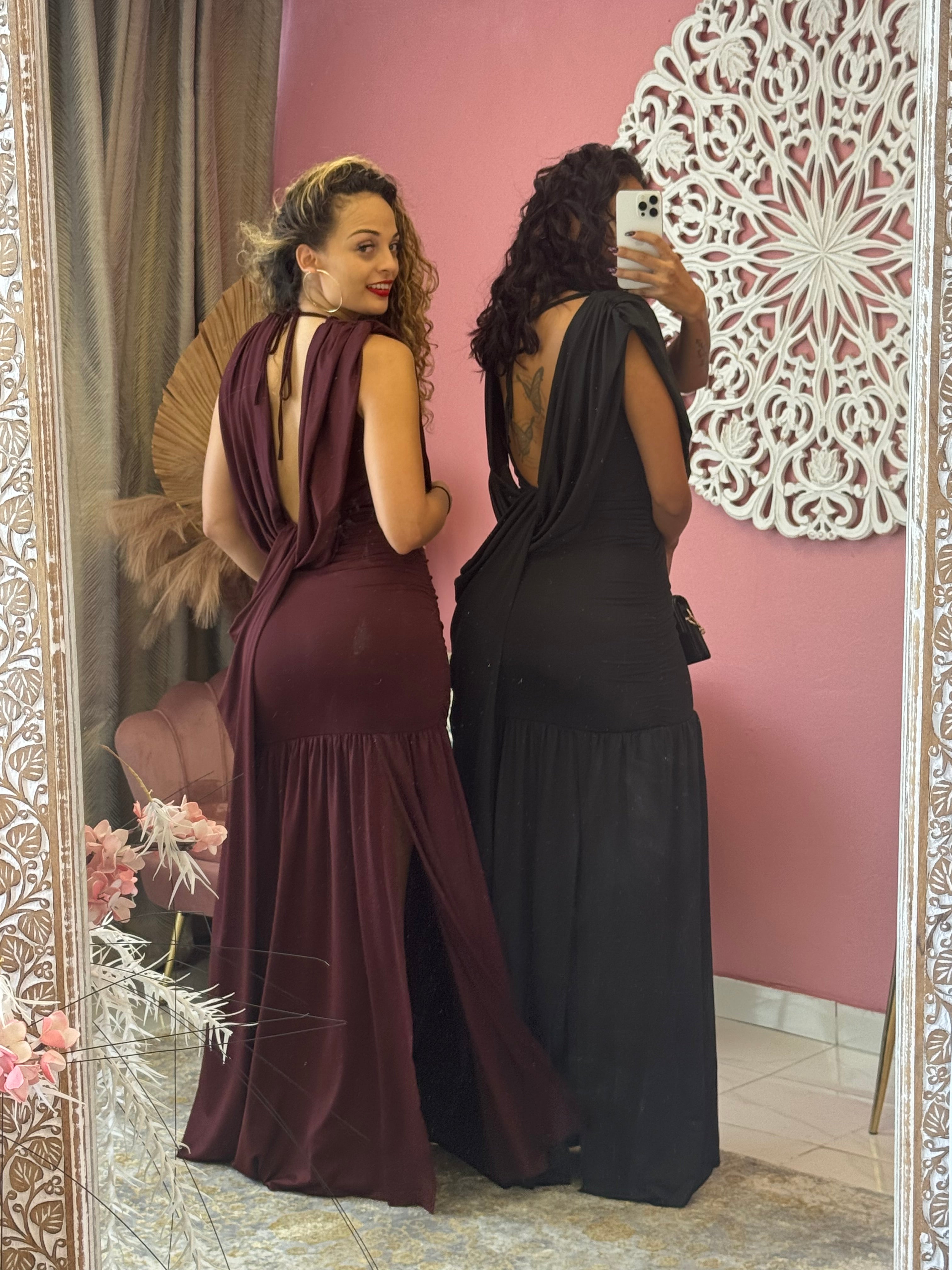 Robe longue drapé dos nue