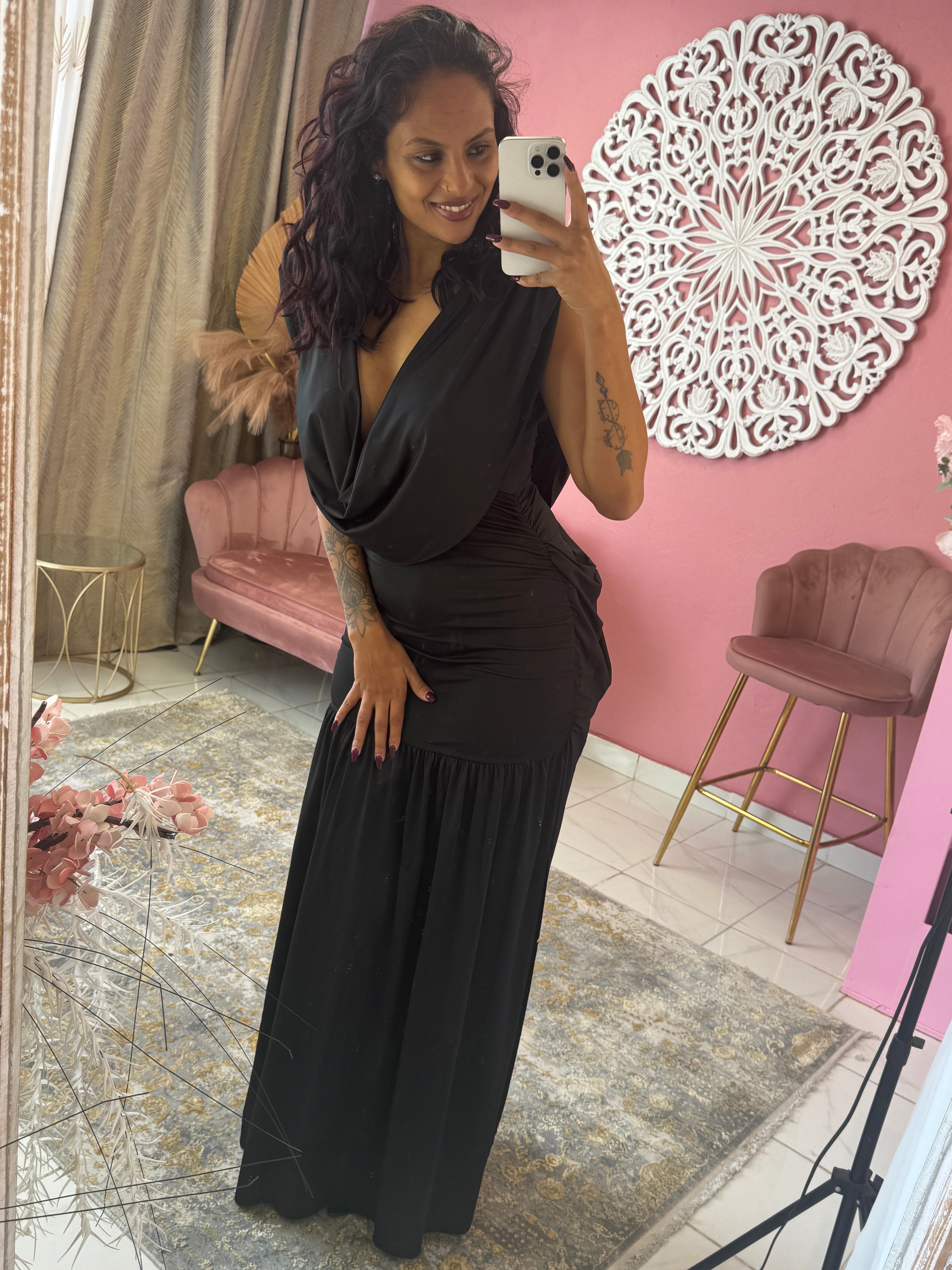 Robe longue drapé dos nue
