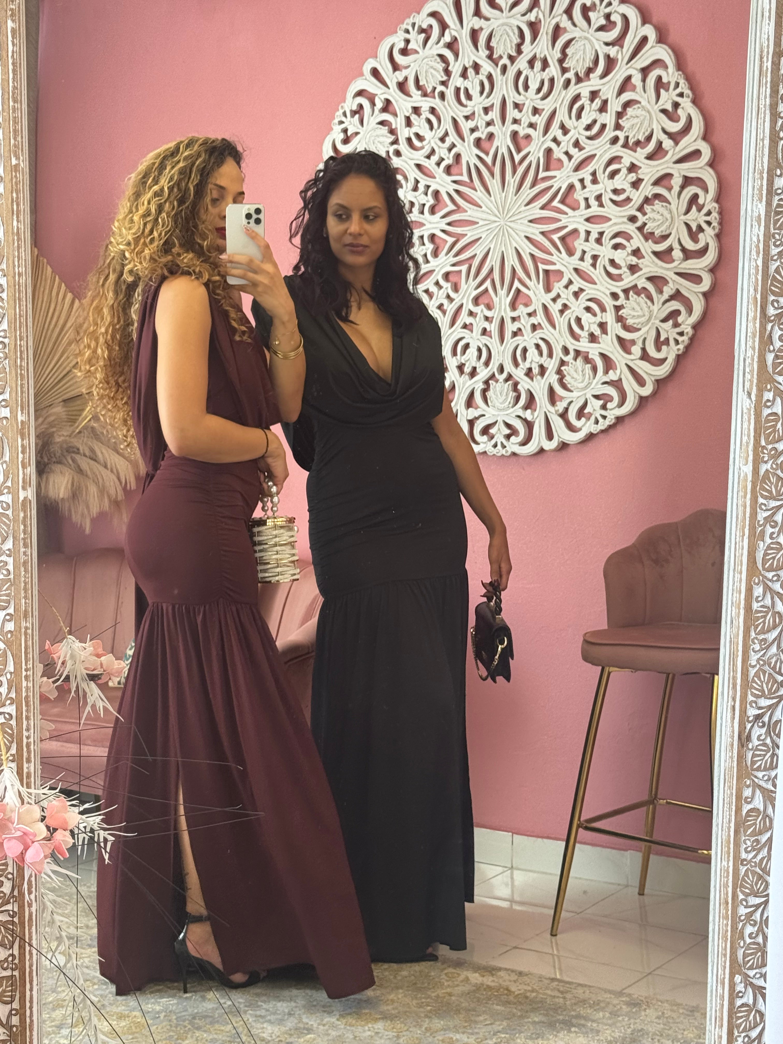 Robe longue drapé dos nue